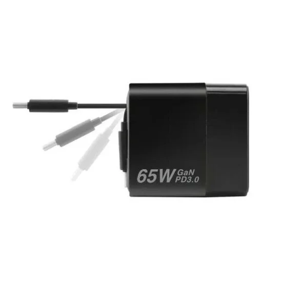 Xpower Gx65B 3 In 1 65W Gan Pd Desktop Charger 2 Port Type-C Cable - Black